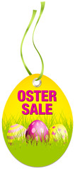 Hangtag Ostersale Ostereier gelb/pink