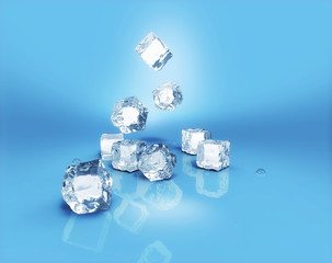 Falling Ice cube blue