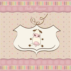 new baby girl shower card with cow