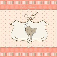 baby girl shower card with cat