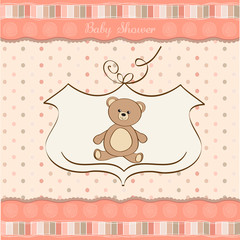 romantic baby shower card with teddy bear
