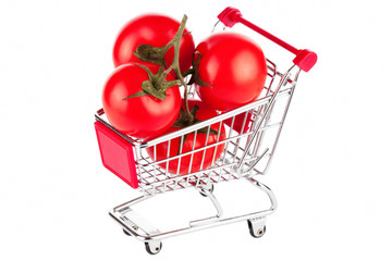 Shopping cart with tomatoes