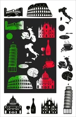 Cercles muraux Doodle Photo d& 39 Italie et poinçons bw