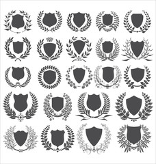 set - shield and laurel wreath