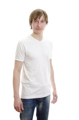 Obraz premium Casual young man in white t-shirt with jeans.