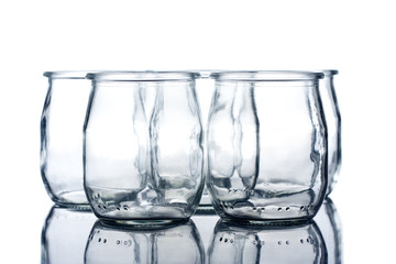 Glasses empty yogurt