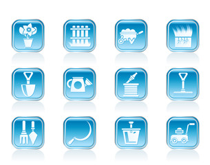 Garden and gardening tools icons - vector icon set