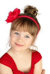 Happy little pretty girl  in spanish red dress