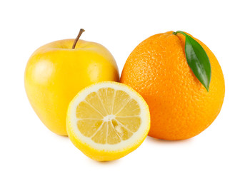 Orange, apple and half a lemon