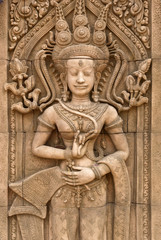 Fototapeta na wymiar Thai art of low relief angel