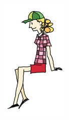 side view of woman sitting