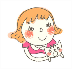 close-up of girl sitting with cat