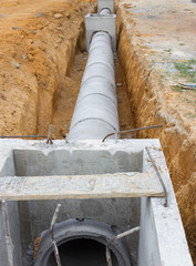 Concrete drainage tank on construction site - 39985591