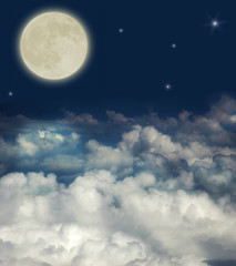 Obraz na płótnie Canvas large clouds and full moon