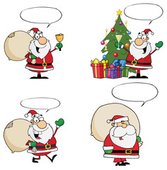 Santa Claus Cartoon Characters With Spech Bubble