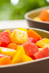 Two bowl of Mixed tropical fruit salad