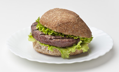 Hamburger with salad