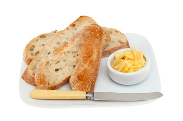 Rustic bread on a plate