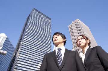 A building and a young businessman