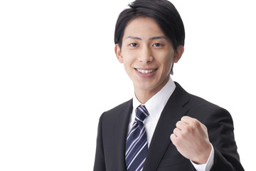 ガッツポーズの新人ビジネスマン