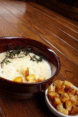 Cream soup with salmon