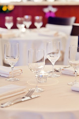 Tables set for meal