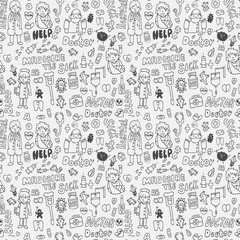 doodle doctor element seamless pattern