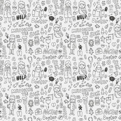 doodle doctor element seamless pattern