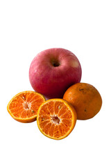 tropical fruits in white background