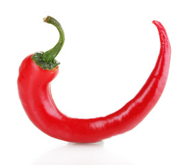 Red hot chili pepper isolated on white