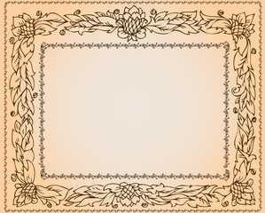 retro frame with leaf