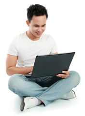 man using laptop