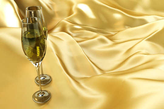 Champagne Glass on Satin