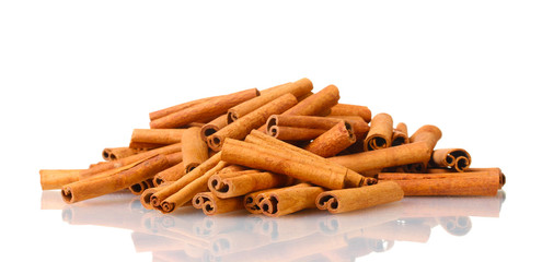 Cinnamon sticks isolated on white