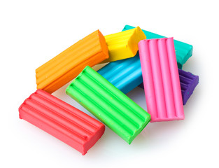 Children bright\ plasticine isolated on white