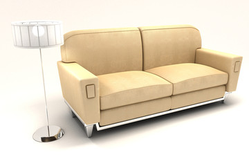 3d Sofa with Lamp