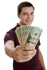 Teen boy with money