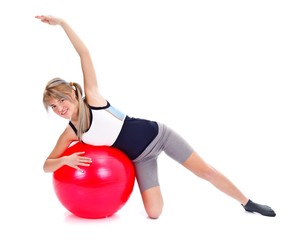 Fototapeta premium Working out on a pilates ball