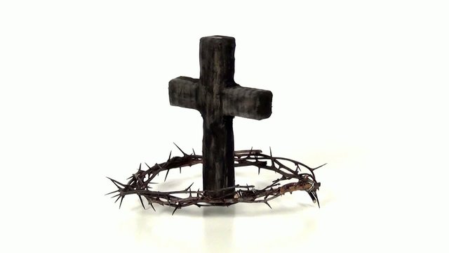 wooden cross and crown of  thorns