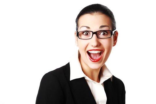Shocked woman with glasses
