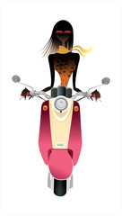 close-up of woman riding scooter