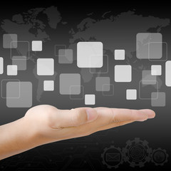 businessman hand holding a buttons