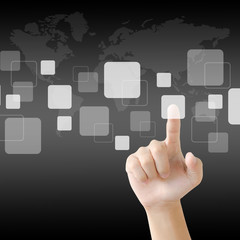 Hand pushing a button