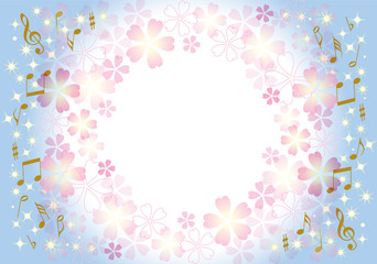 桜と音符ブルー