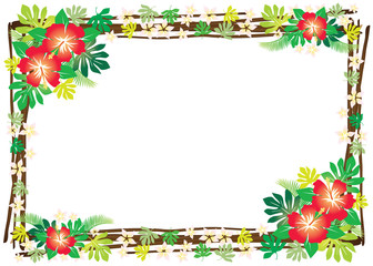 ハイビスカスと枝のフレーム