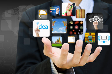 businessman hand holding image business collection