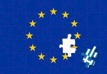Jigsaw puzzle showing Greece removed from the European Union