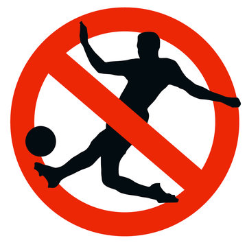 Soccer Player Silhouette on Traffic Prohibition Sign