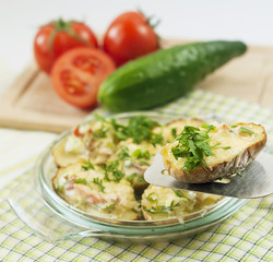 Baked potatoes with cheese