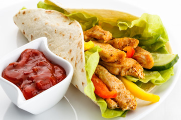Kebab - grilled meat and vegetables